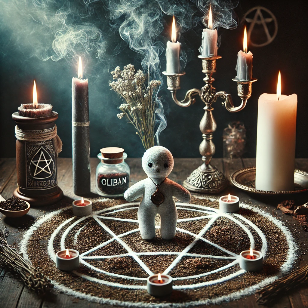 Poupée rituelle sur autel de protection